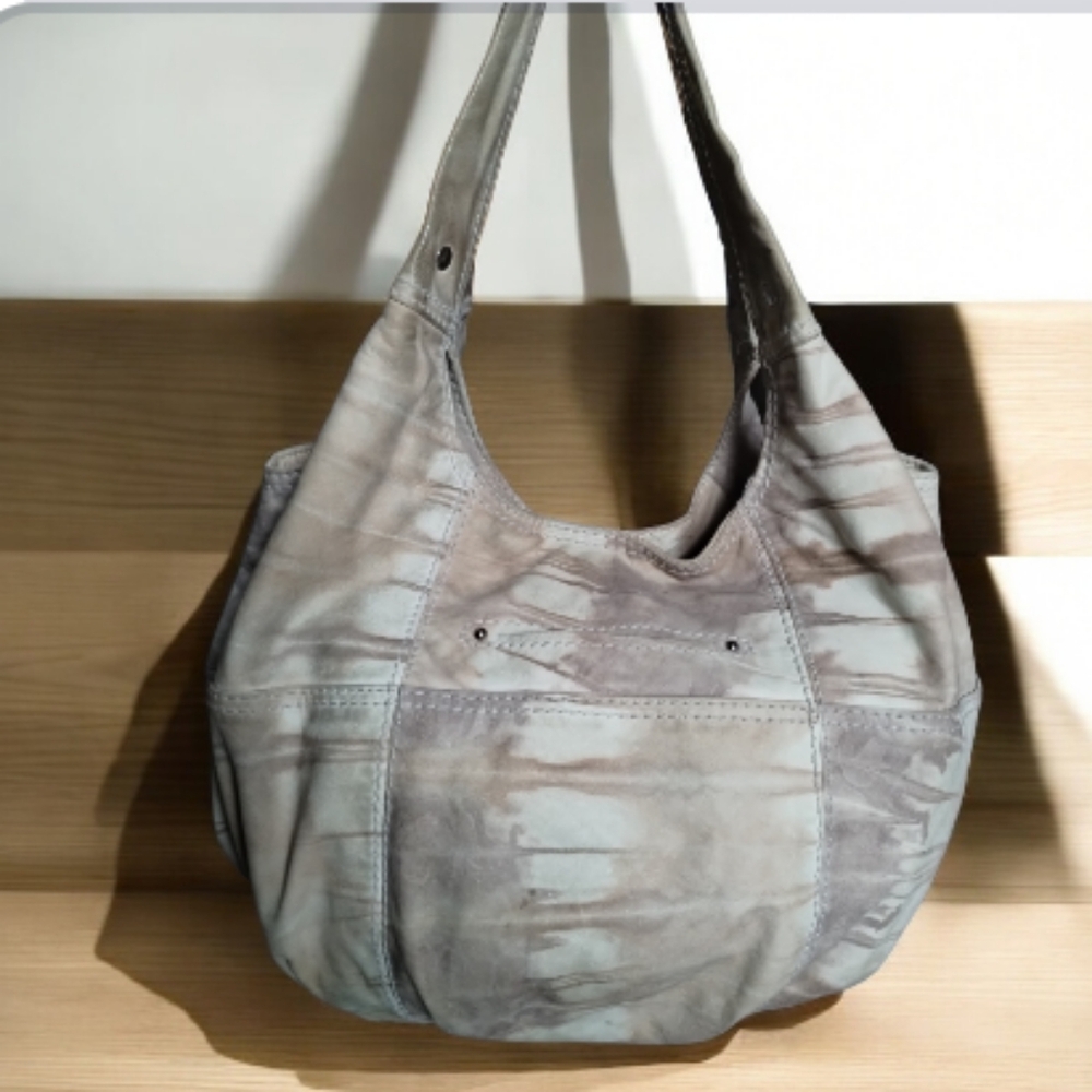 B Makowsky Multi Colored Tie Dye Style Genuine Leather Hobo Shoulder Bag